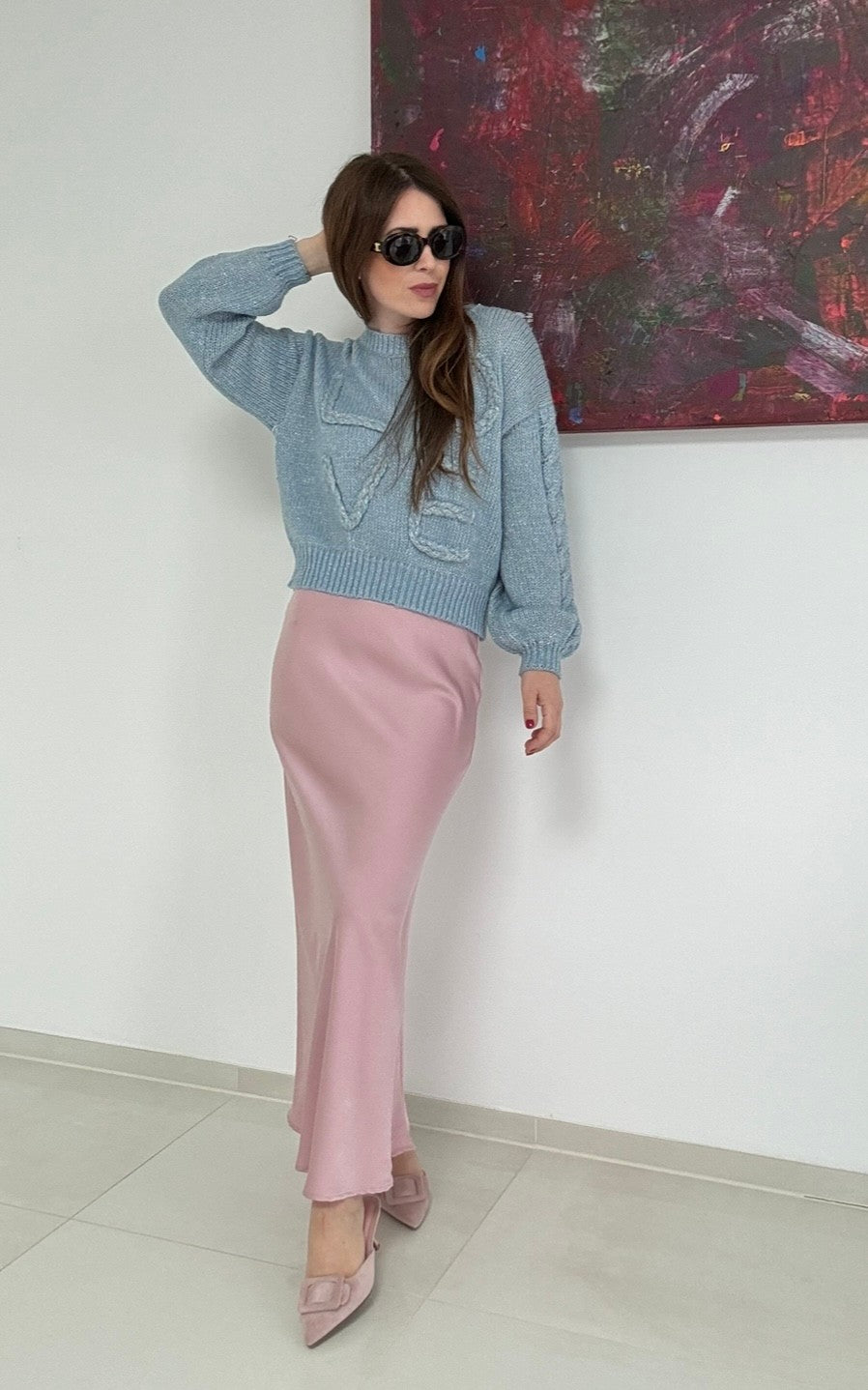 Pullover "Love" - Hellblau
