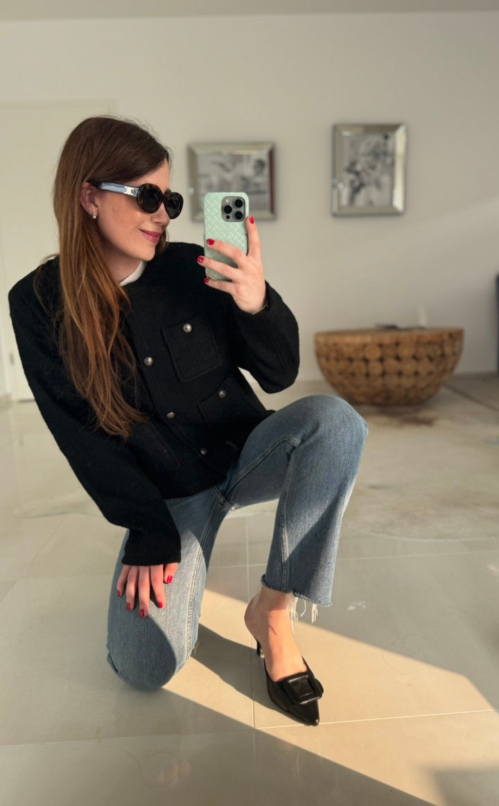 BOUCLE JACKE - SCHWARZ