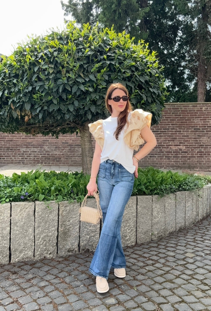 Shirt mit weiten Ärmeln - Beige