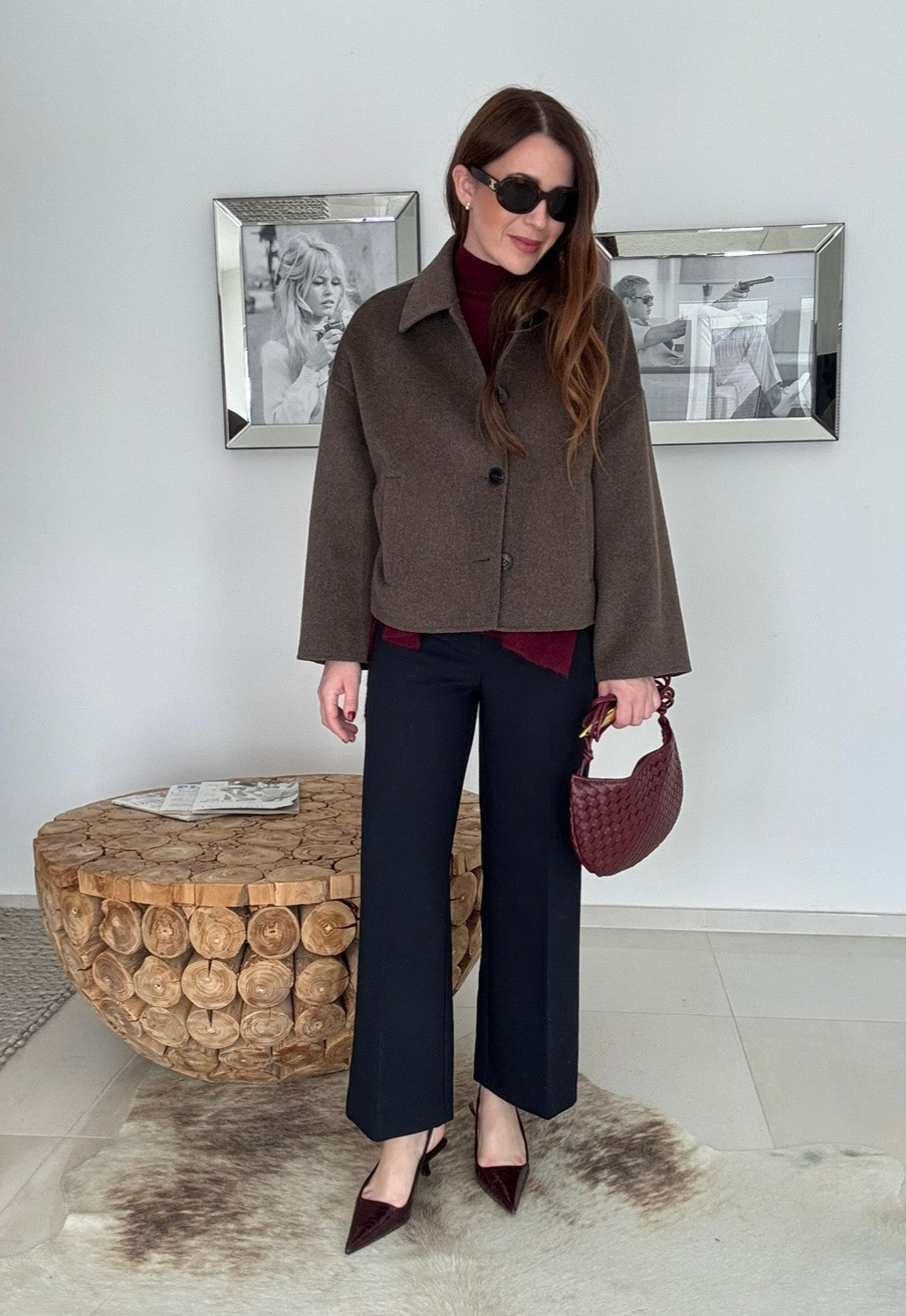Handgenähte, verkürzte Wolljacke - Schoko
