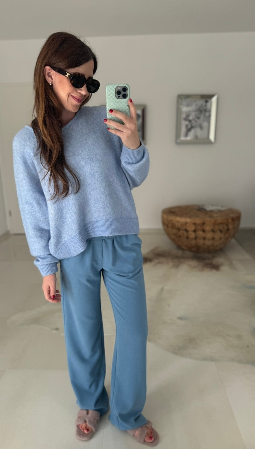 Stoffhose mit seitlichen Taschen - Blau