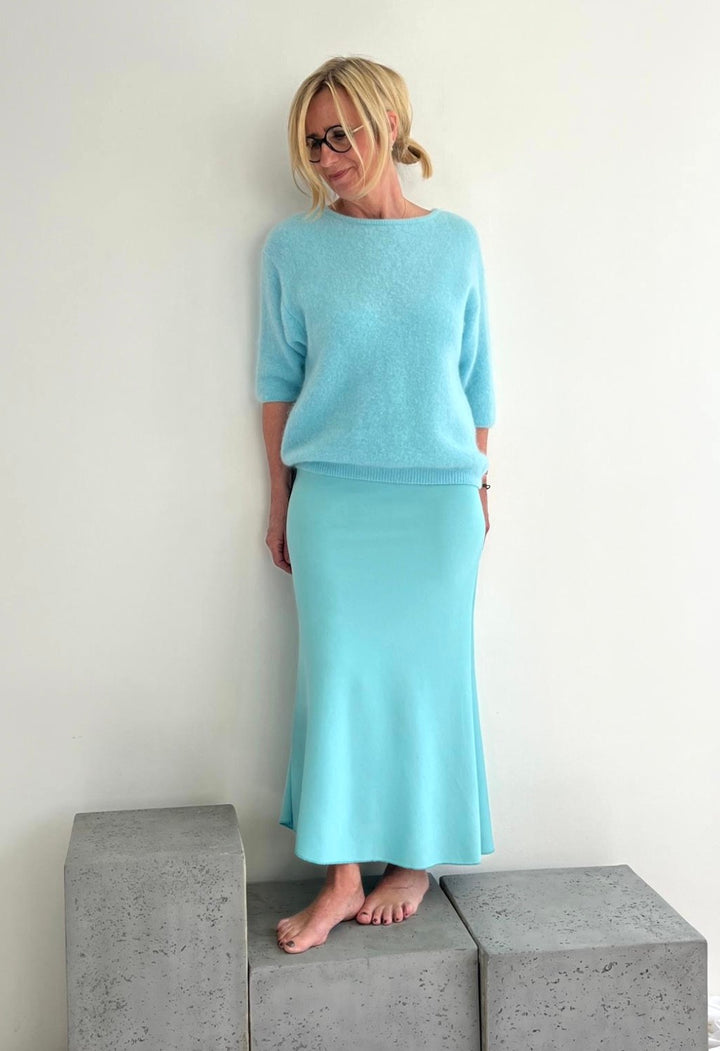 Alpaka-Strickshirt - Hellblau