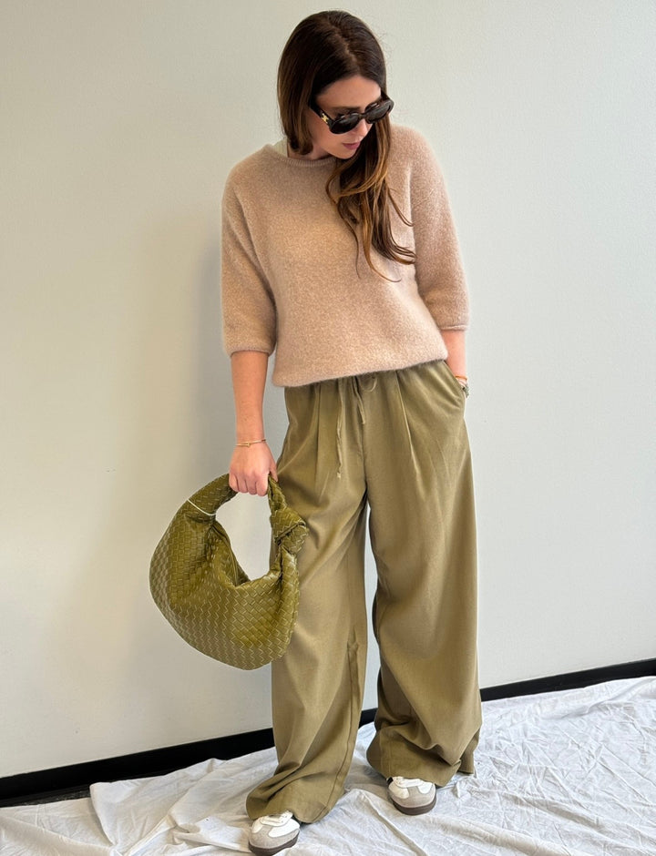 Alpaka-Strickshirt - Beige
