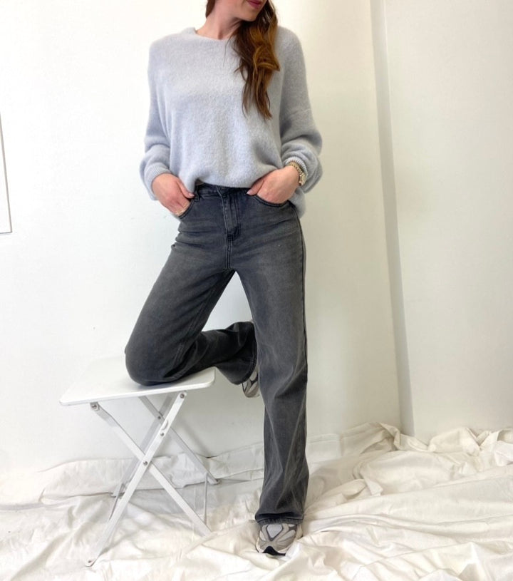Wide Leg Jeans - Grau