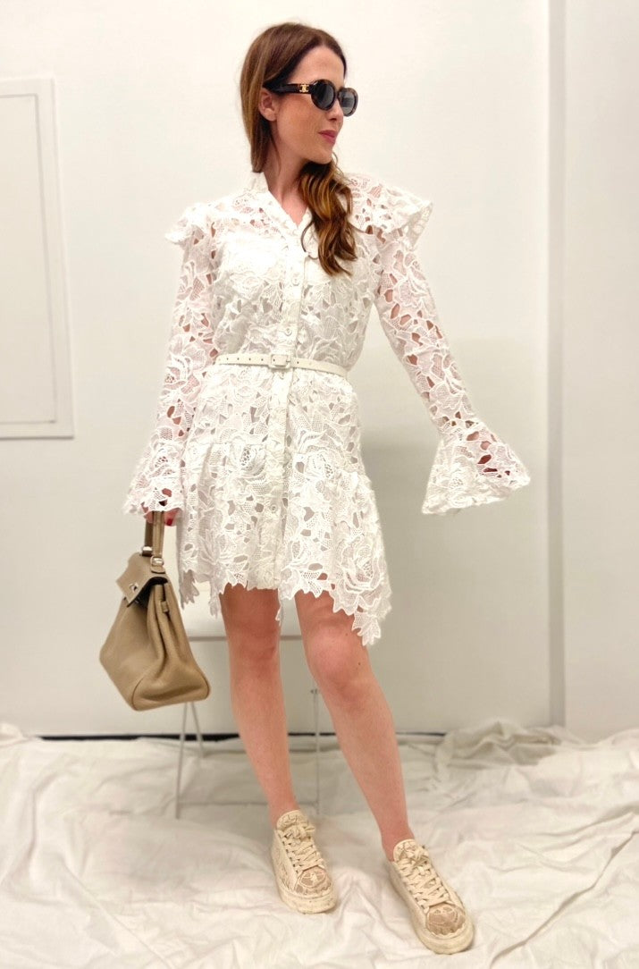 Kleid aus Spitze - Weiß