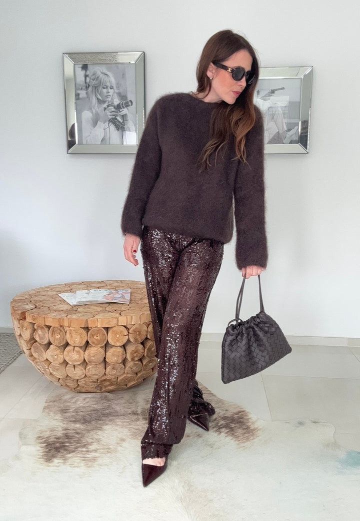 Mohair-Pullover - Schoko