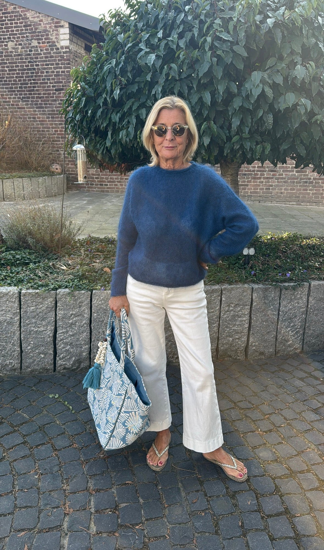 Dünner Mohair-Pullover - Navy