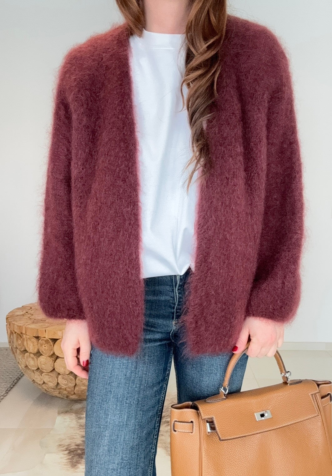 Mohair Cardigan - Rotbraun