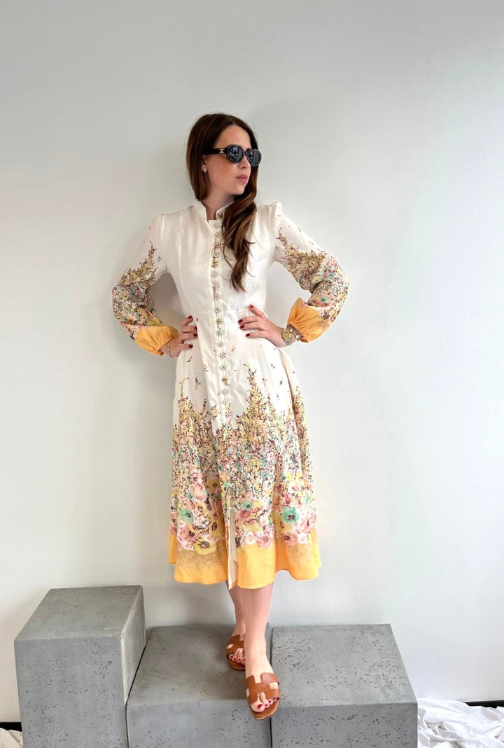 Maxi-Kleid mit Print - Gelb