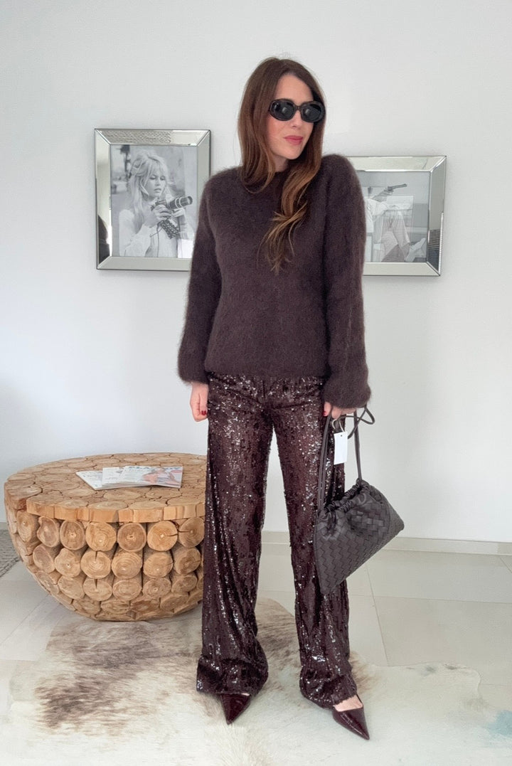 Mohair-Pullover - Schoko