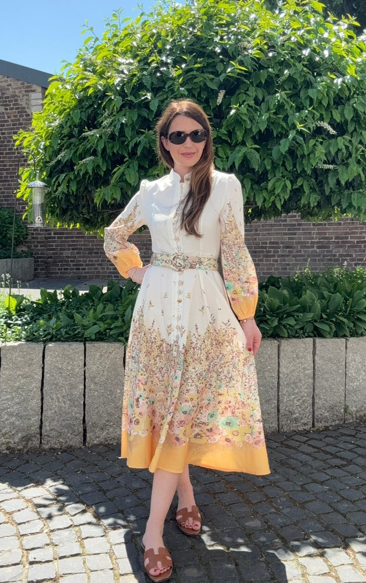 Maxi-Kleid mit Print - Gelb