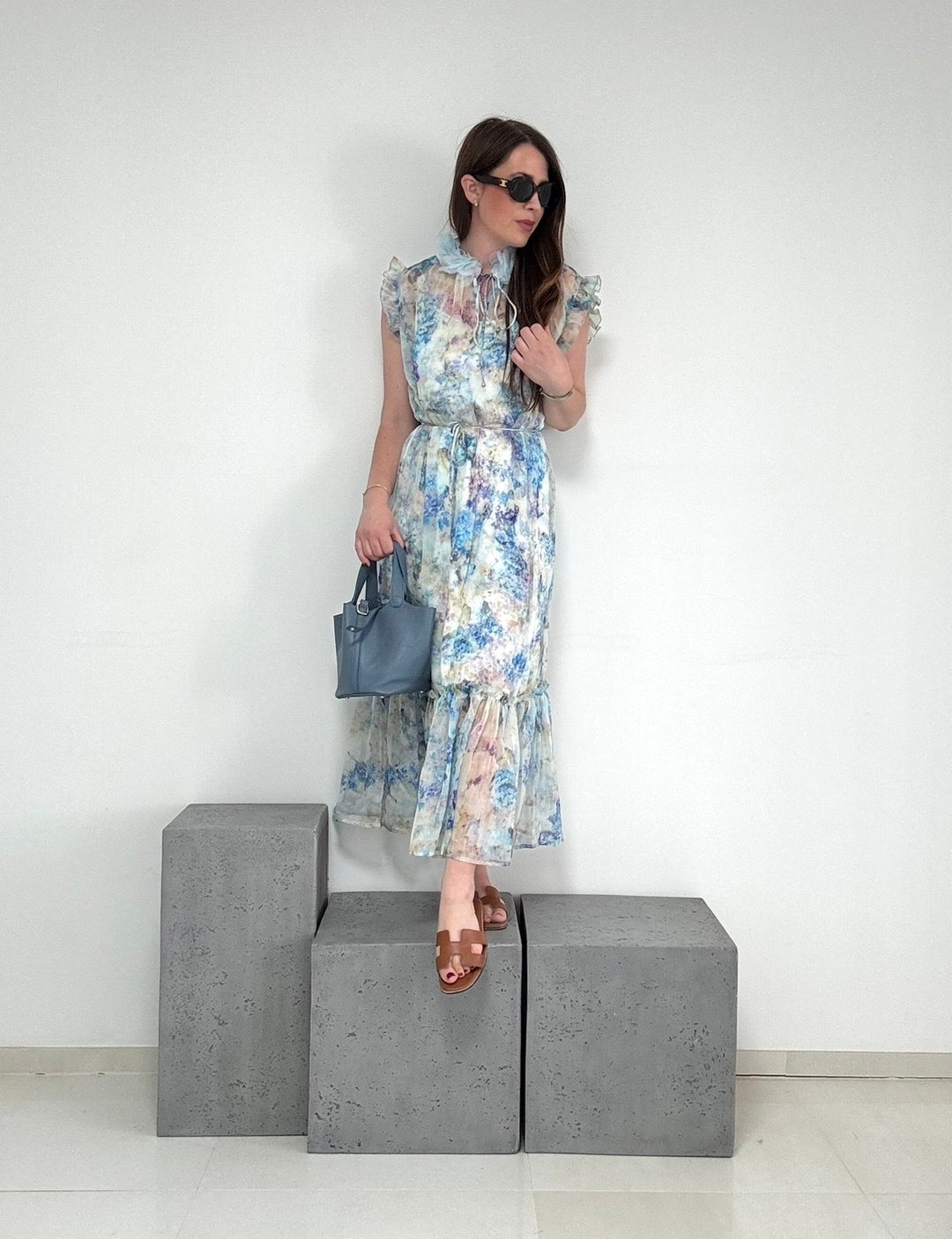 Midi-Kleid mir Print - Blau
