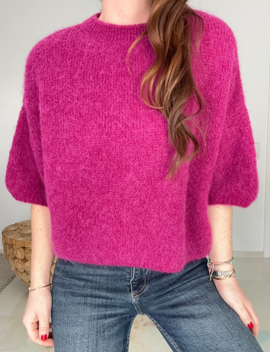 Baby-Alpaka-Shirt - Fuchsia