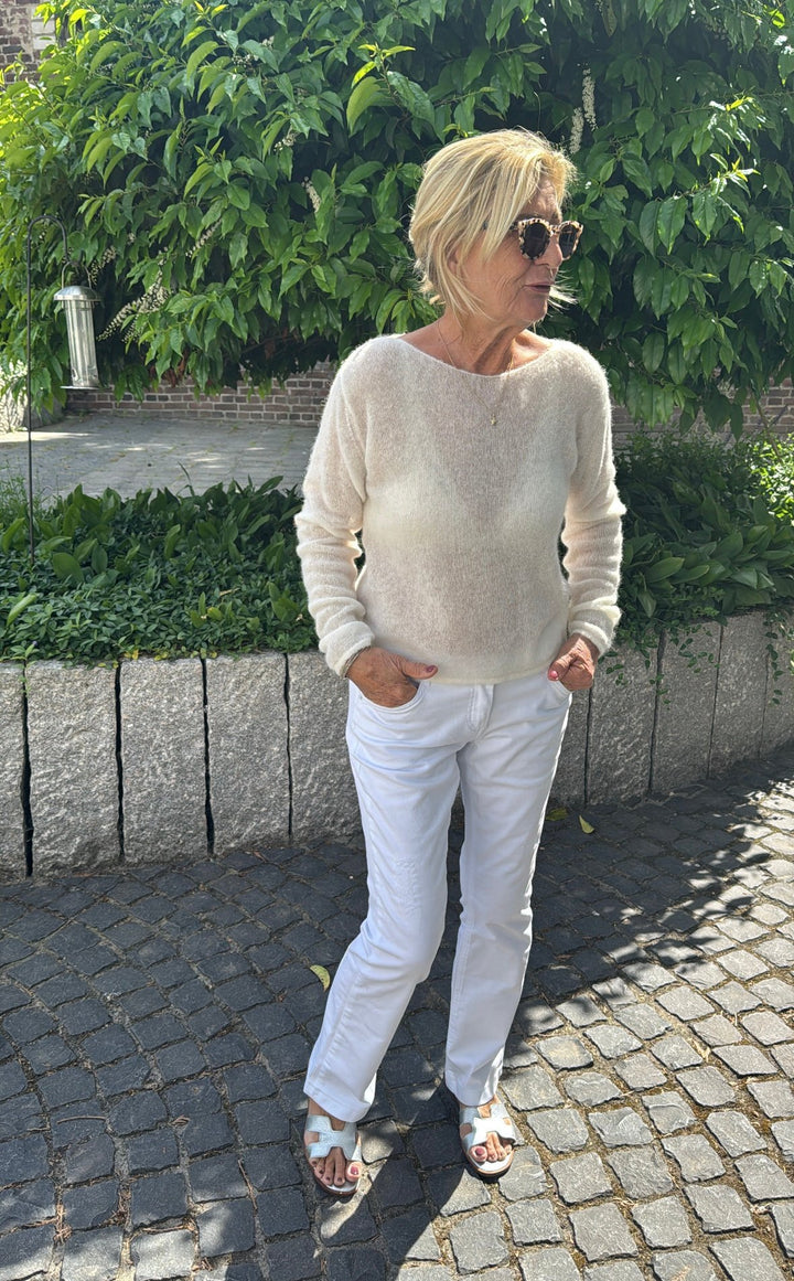 THIN KNIT SWEATER - CREME