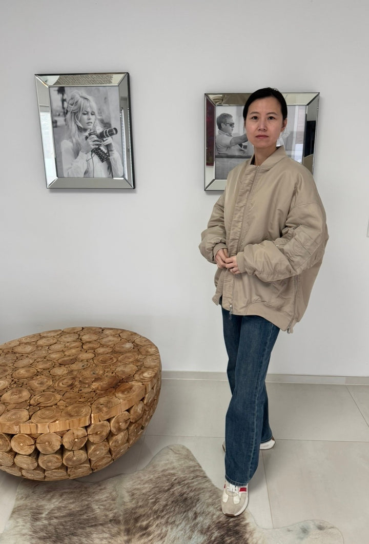 Bomberjacke mit Leo - Beige