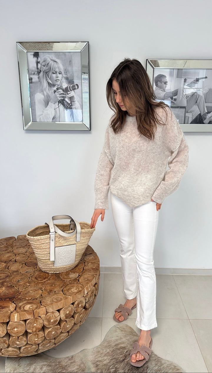Oversize Pullover mit Naht - Sand