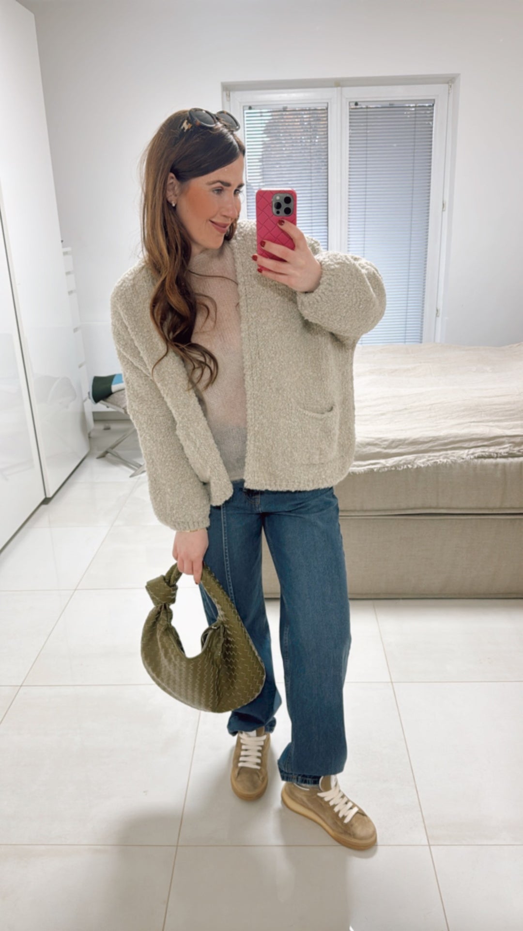 Bouclé Strickcardigan - Creme