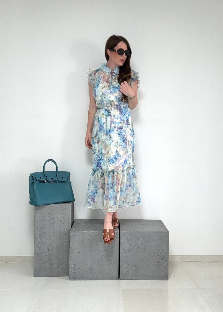 Midi-Kleid mir Print - Blau
