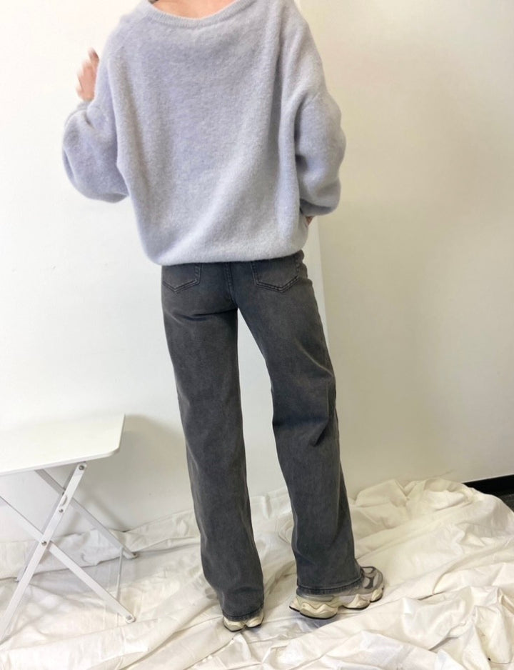 Wide Leg Jeans - Grau