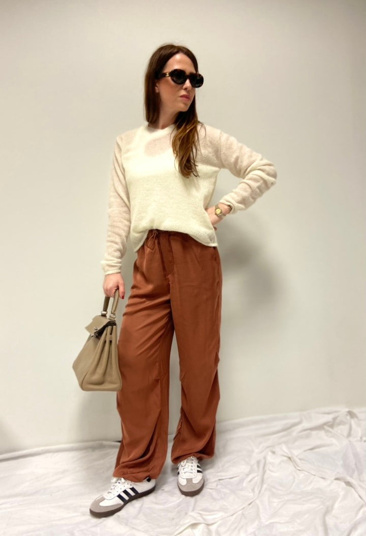 THIN KNIT SWEATER - CREME