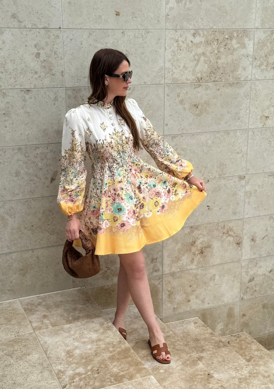 Mini-Kleid mit Print - Gelb