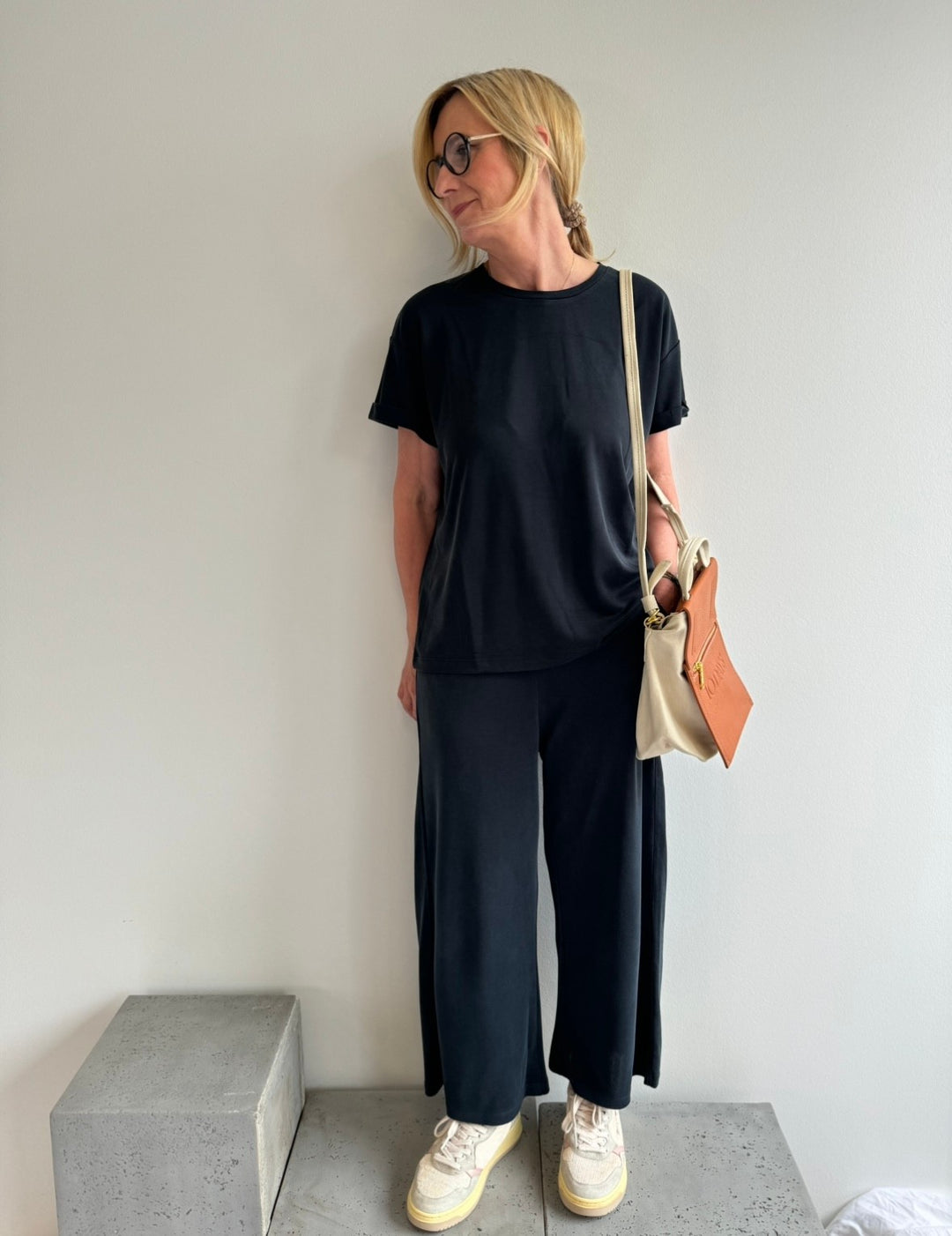 Verkürzte Hose - Schwarz