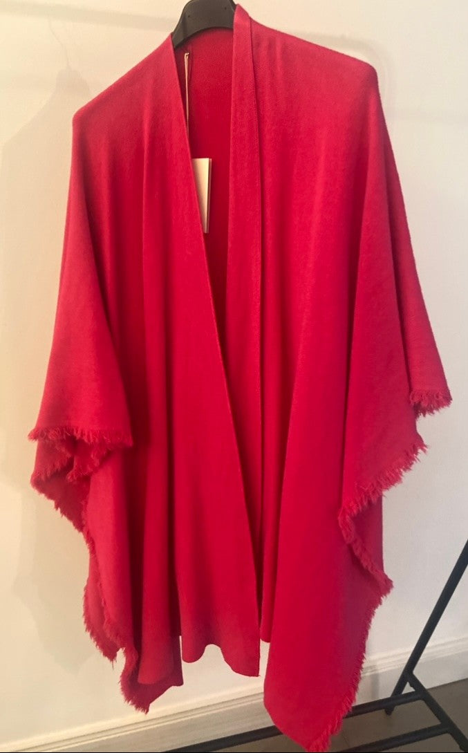 Poncho leicht ausgefranst - Pink