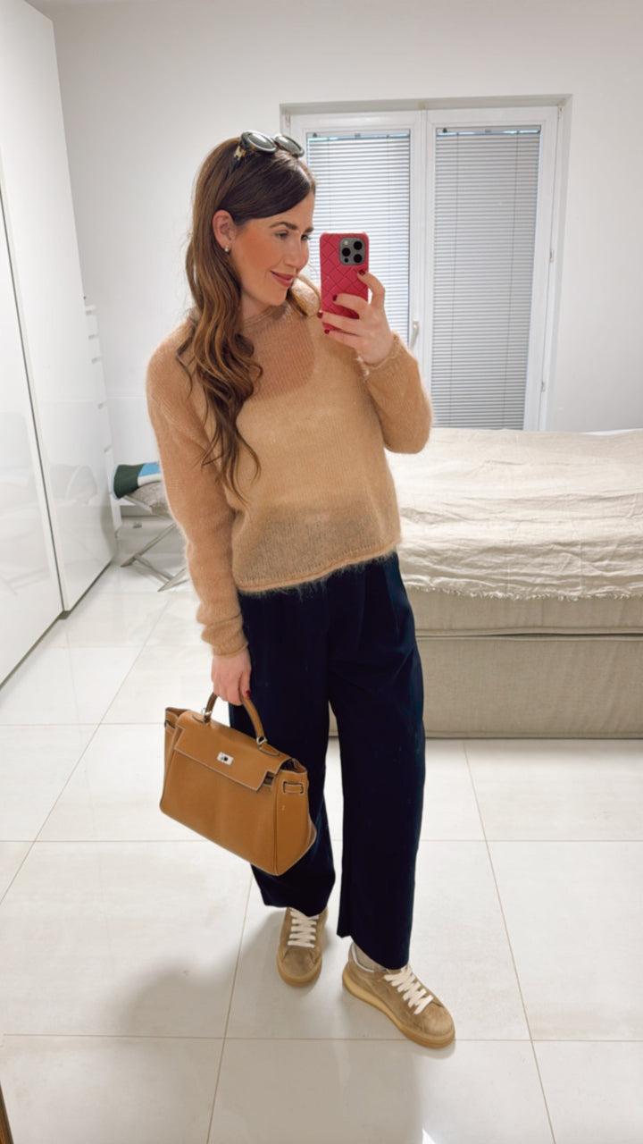 Dünner Mohair-Pullover - Camel