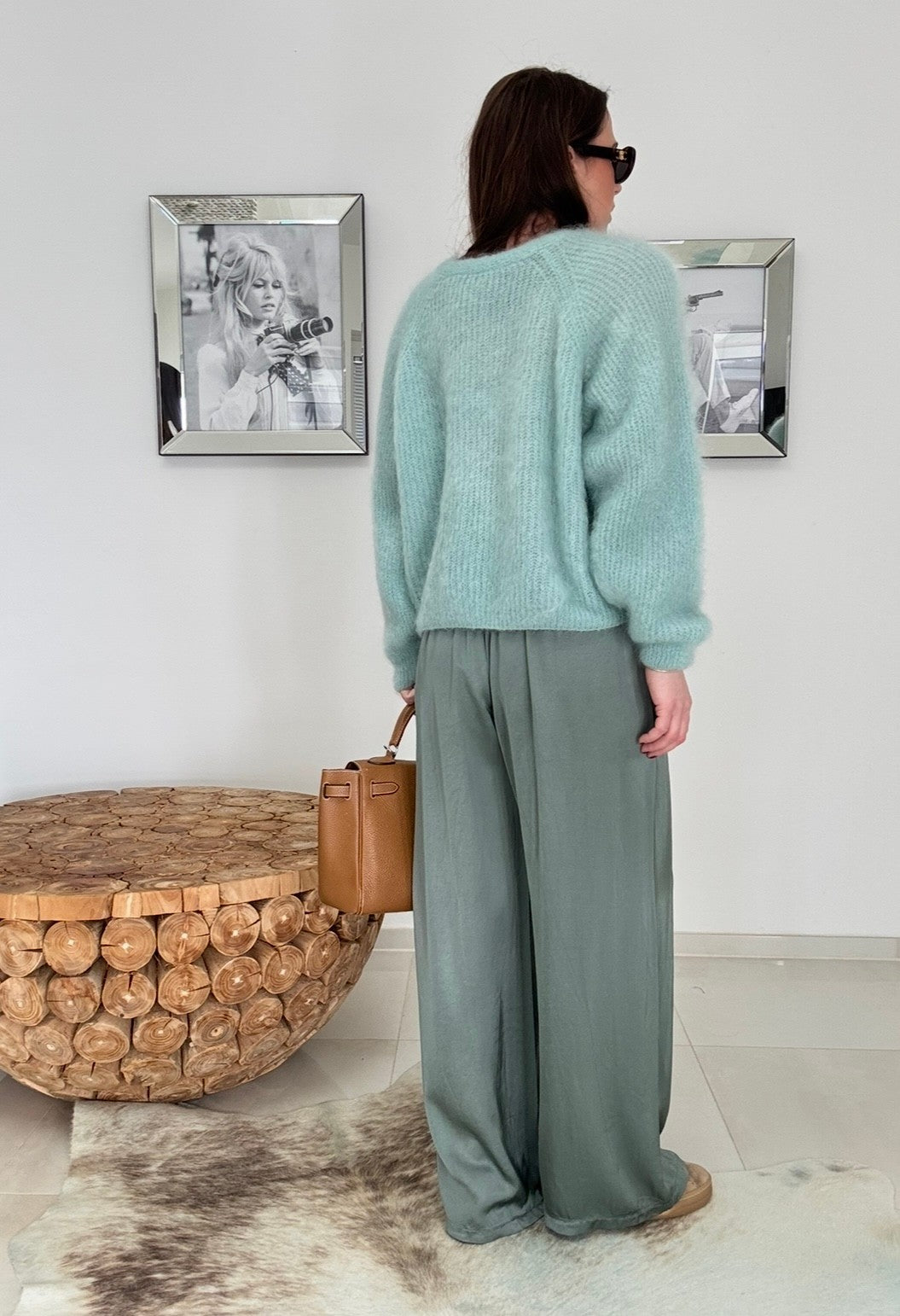 Wende-Mohairpullover - Salbei