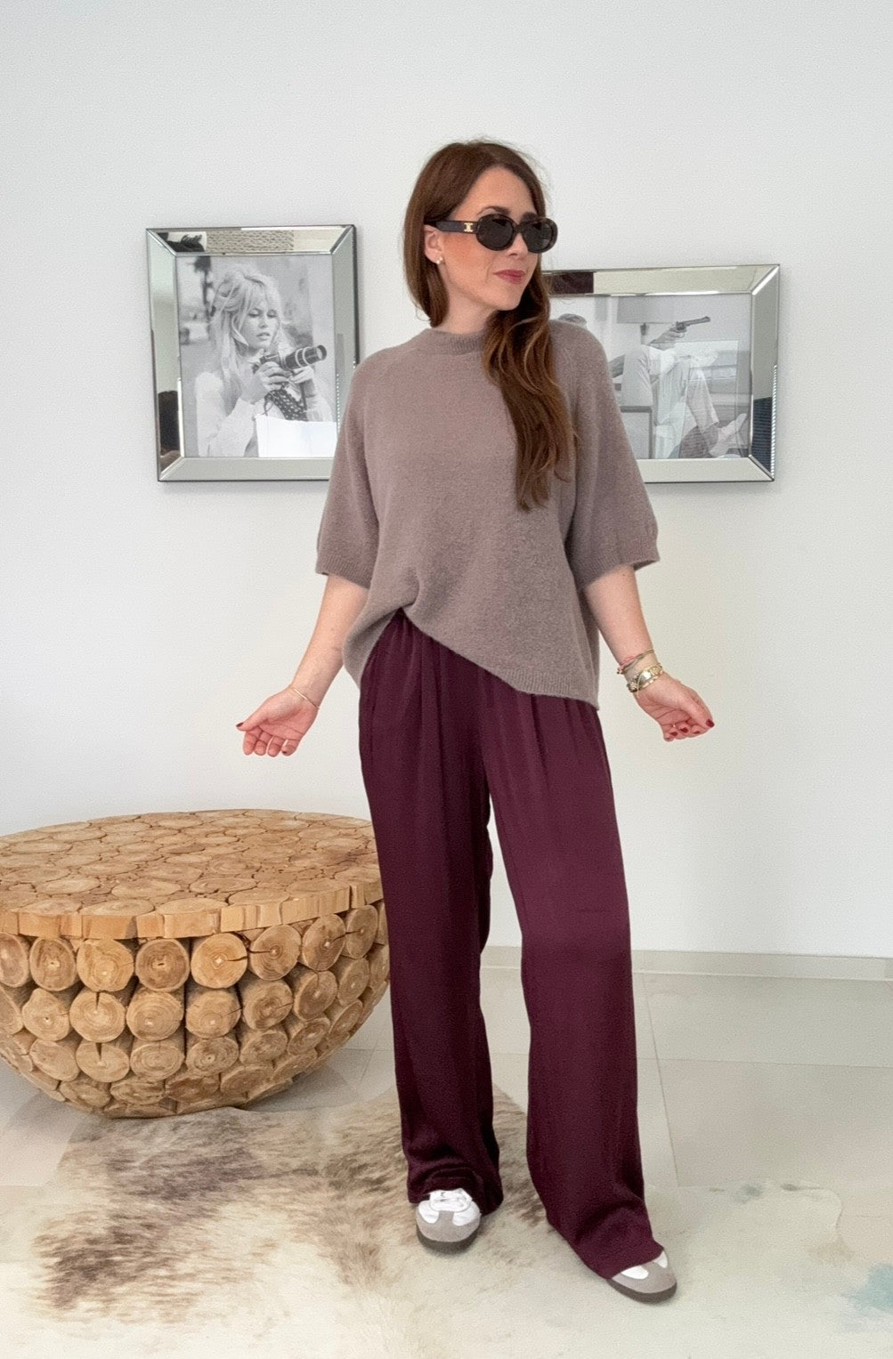 Strickshirt mit Baby-Alpaka - Taupe