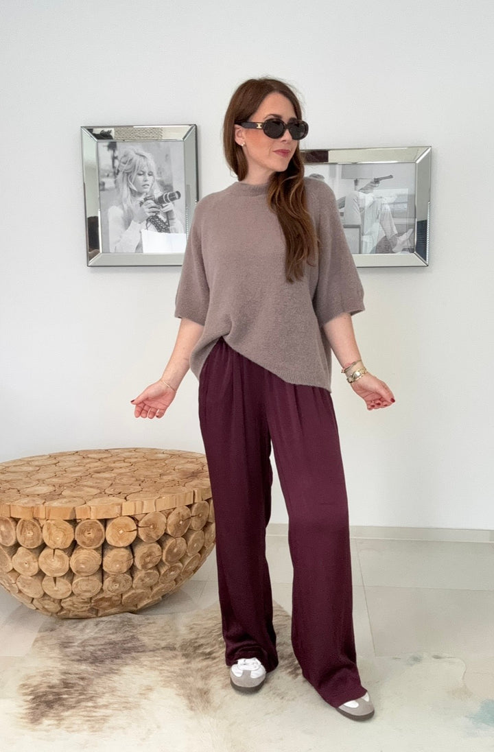 Strickshirt mit Baby-Alpaka - Taupe