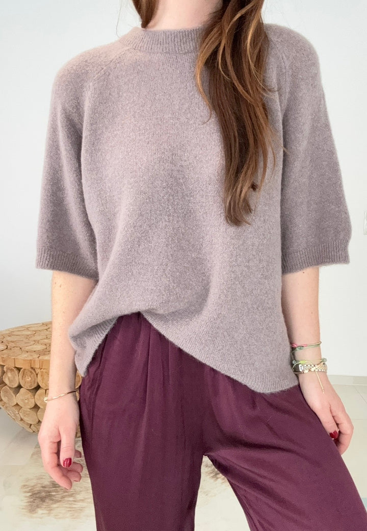 Strickshirt mit Baby-Alpaka - Taupe