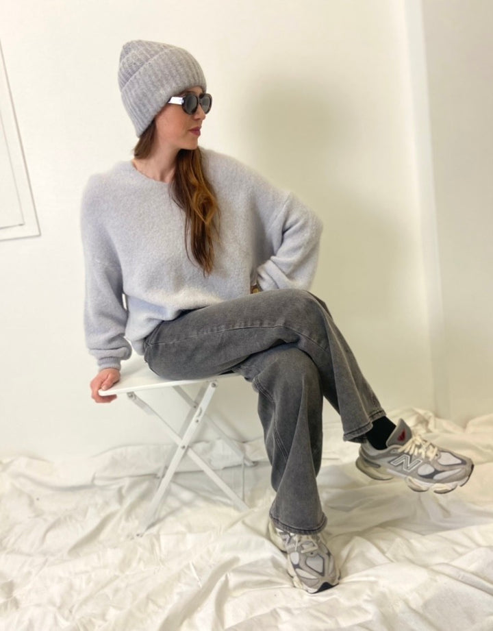 Wide Leg Jeans - Grau