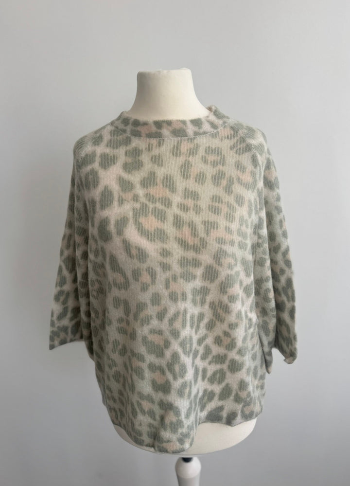 Strickshirt mit Print - Mint
