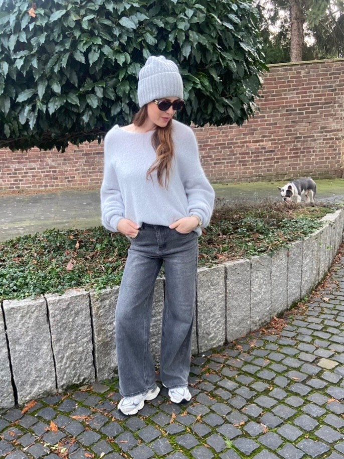 Wide Leg Jeans - Grau