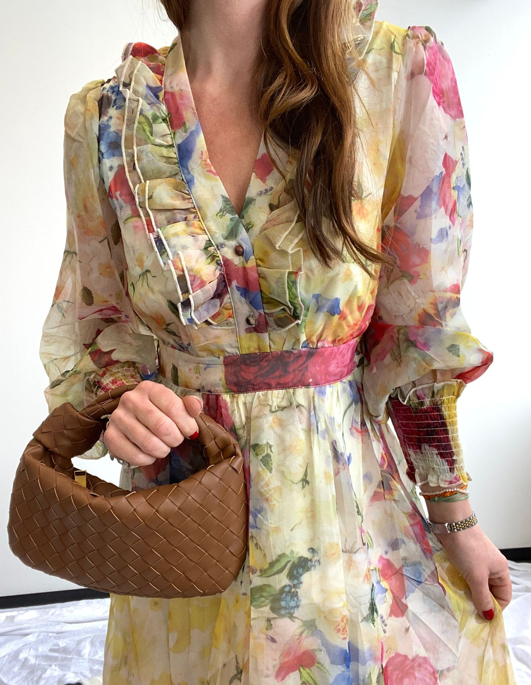 Maxi-Kleid mit Print - Gelb
