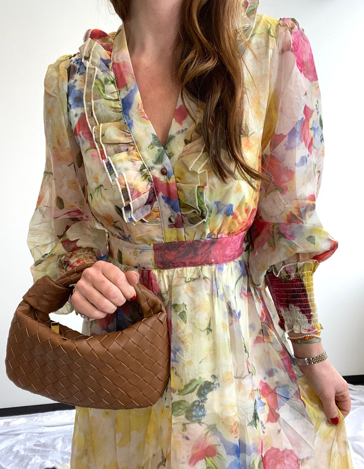 Maxi-Kleid mit Print - Gelb