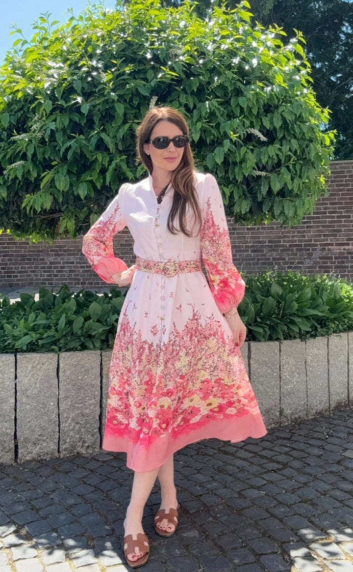 Maxi-Kleid mit Print - Rosa
