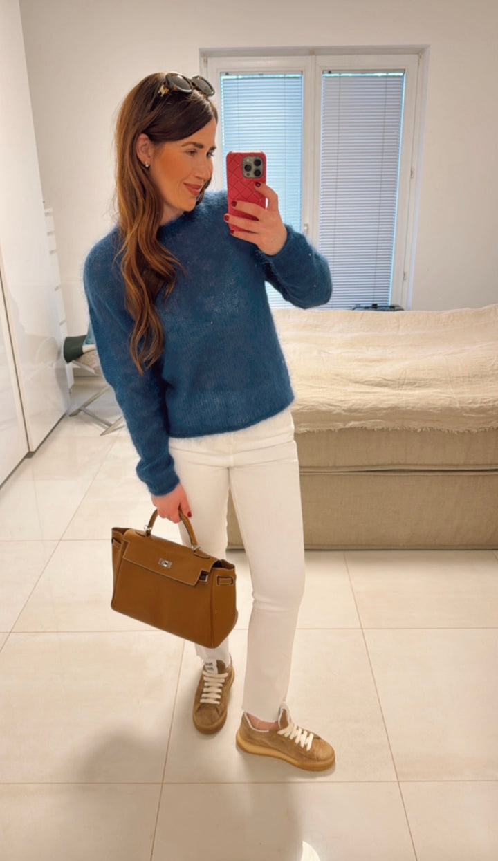 Dünner Mohair-Pullover - Navy