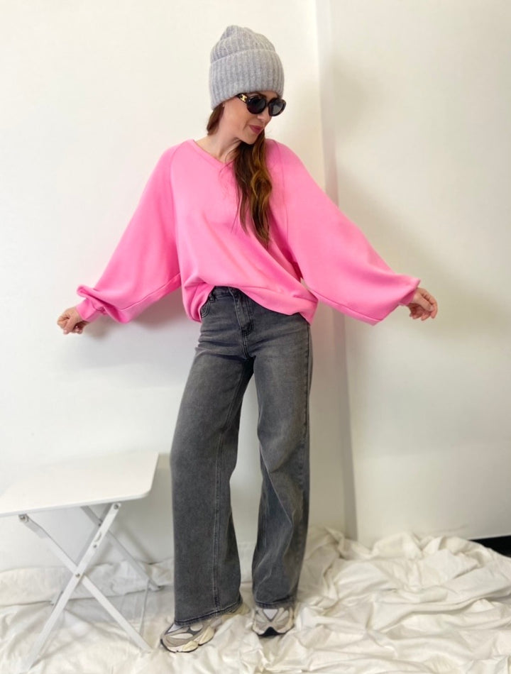 Wide Leg Jeans - Grau
