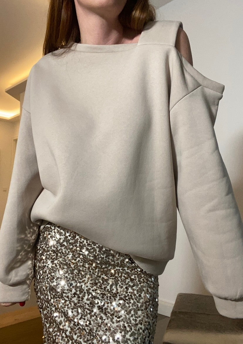 Sweater mit Cut-Out - Beige