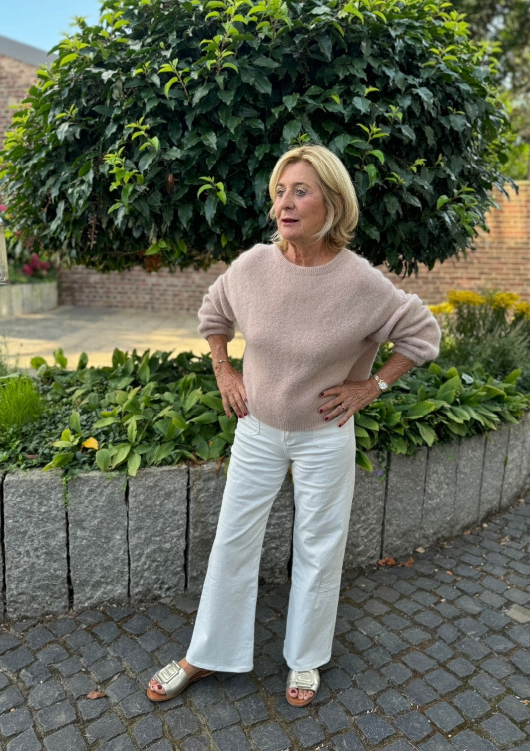 Alpaka Pullover "Sylt" - Beige (Muster)
