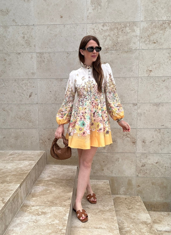 Mini-Kleid mit Print - Gelb