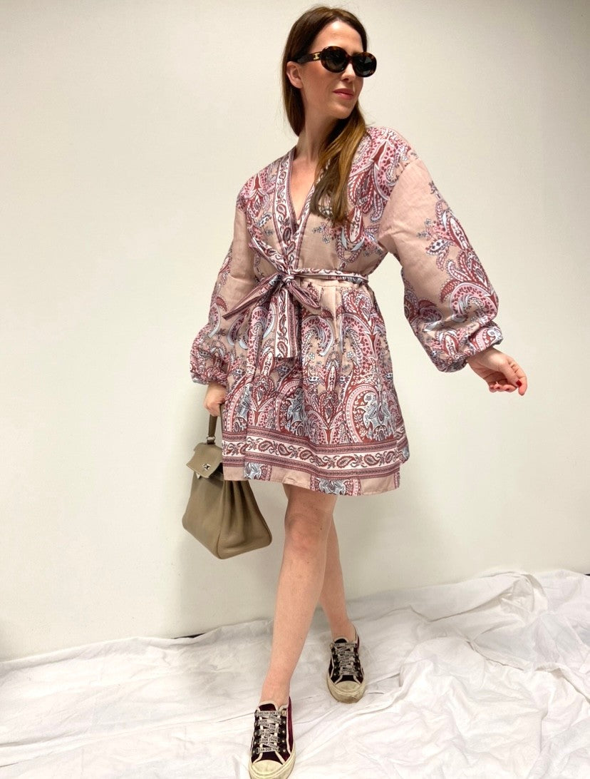 Kleid mit Print - Beige