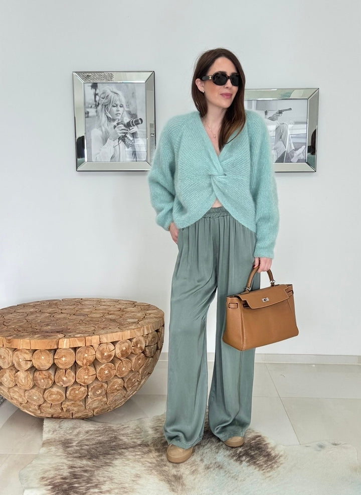 Wende-Mohairpullover - Salbei