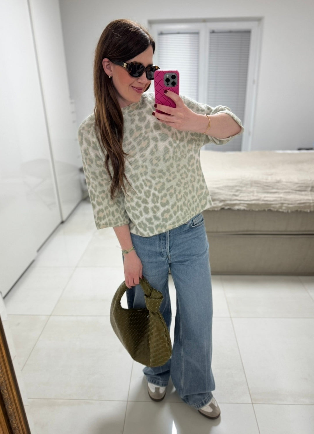 Strickshirt mit Print - Mint